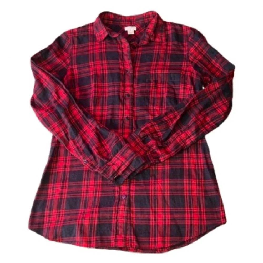 J. Crew red tartan plaid flannel shirt size XS